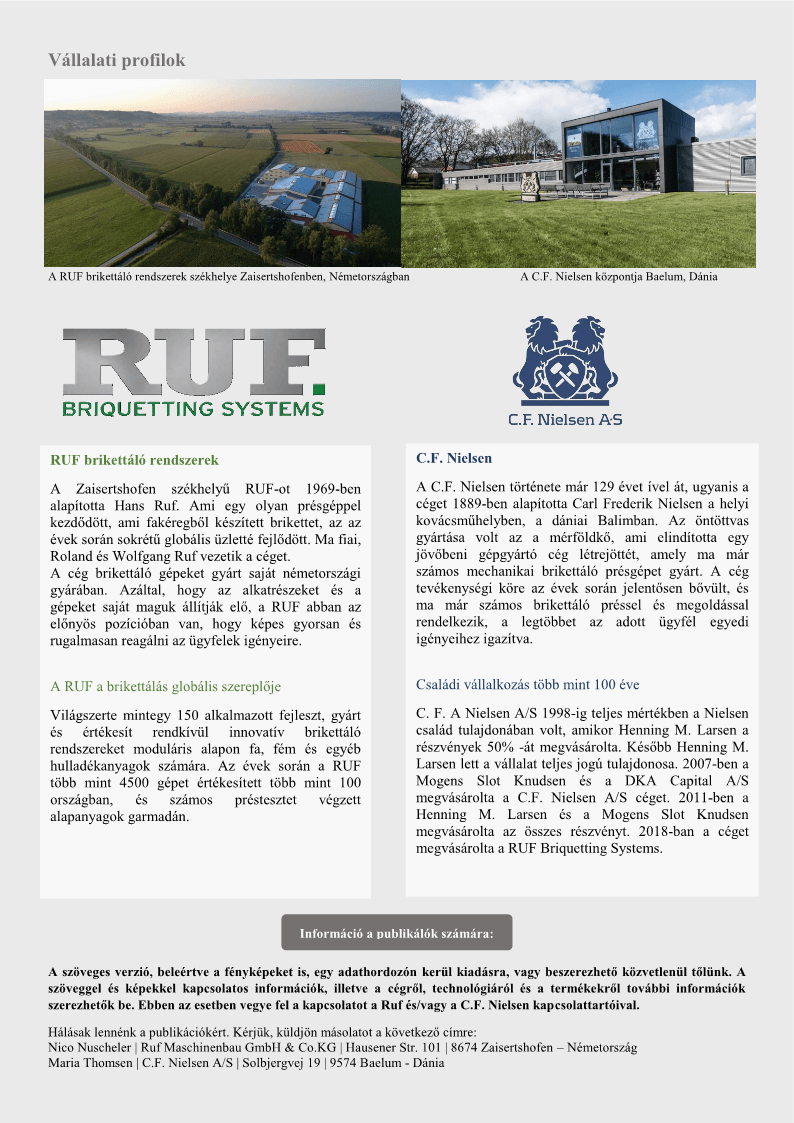 RUF Briquetting Systems 2019. Ligna sajtóbemutató kiadványának tizedik oldala